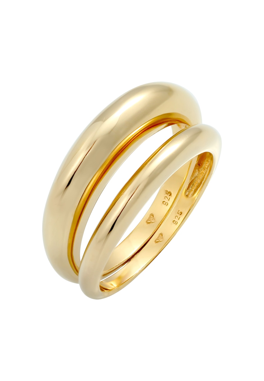 Elli PREMIUM Bandring Basic Klares Design 2er Set 925 Silber 56 Damen