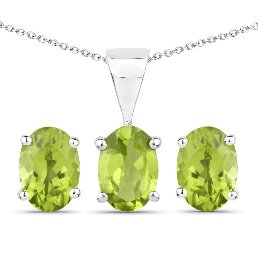 Vira Jewels Schmuck-Set 925/- Sterling Silber Peridot grün 2,49 ct. weiß Damen