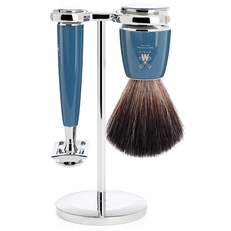 Mühle RYTMO 3-teiliges Rasierset, Black Fibre, mit Rasierhobel Griffmaterial Edelharz petrol Herren