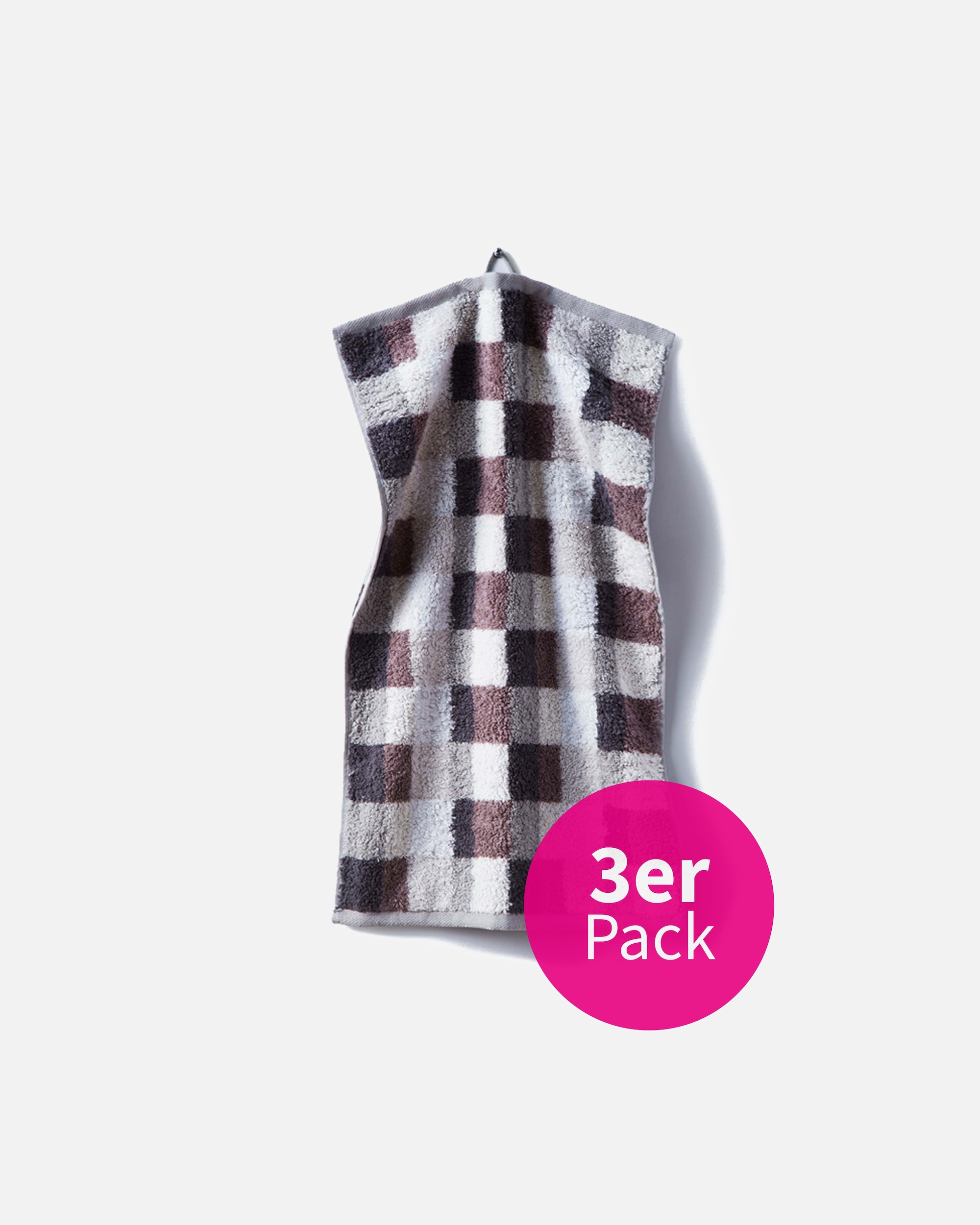 Handtuch für Unisex grace grand spa Gäste-Handtuch Premium mit Karo-Muster grau