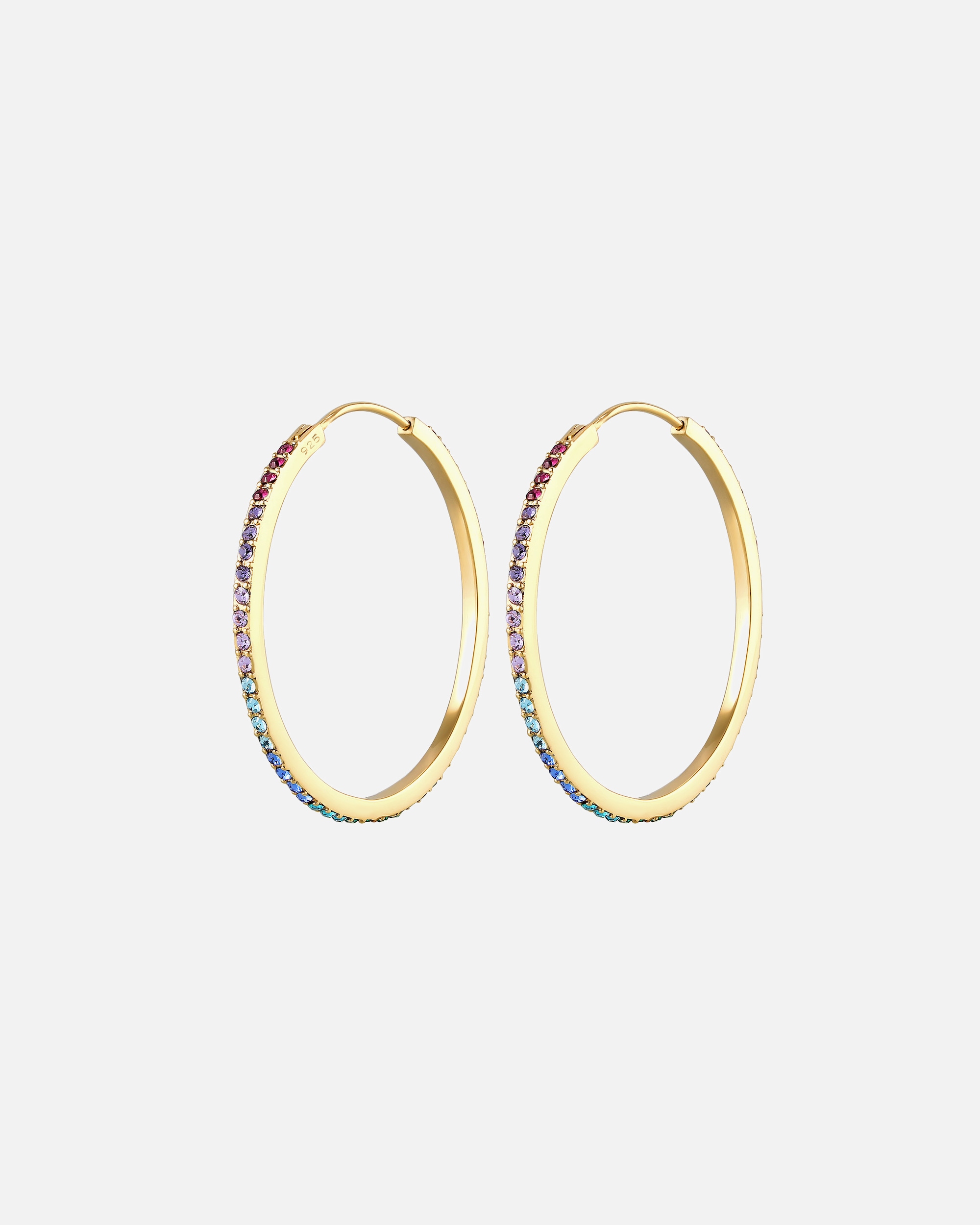 Ohrringe für Weiblich Elli Creole Regenbogen Kristalle 925 Silber goldfarben