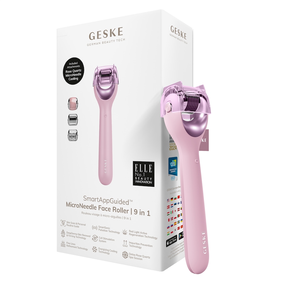 Geske SmartAppGuided MicroNeedle Face Roller | 9 in 1 Pink