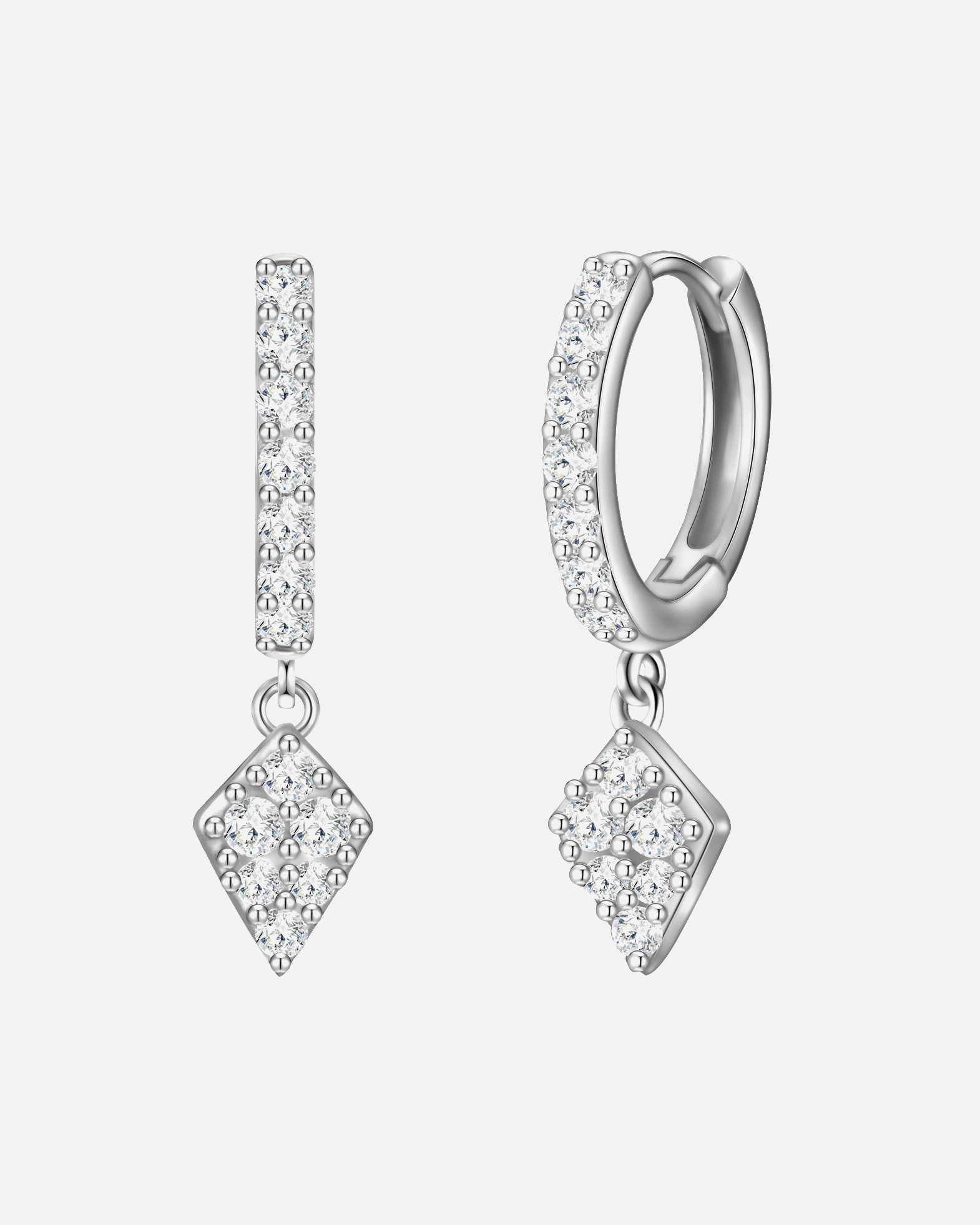 Creolen für Weiblich Glanzstücke München Creolen Raute Sterling Silber Zirkonia in Silber 8,5 mm