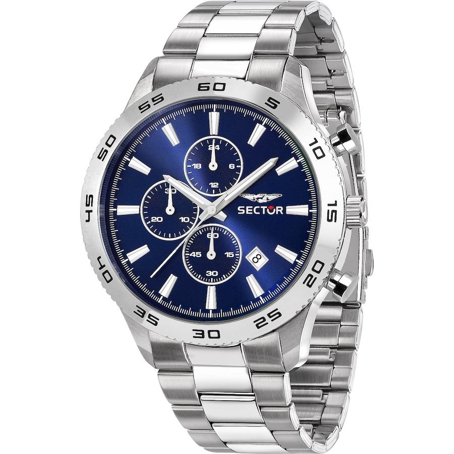 Sector Chronograph Edelstahl blau, silber Herren