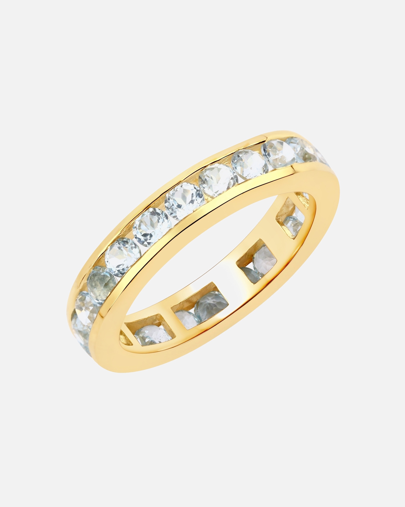 Ring für Weiblich Rafaela Donata Ring Sterling Silber Blautopas in Gelbgold 50