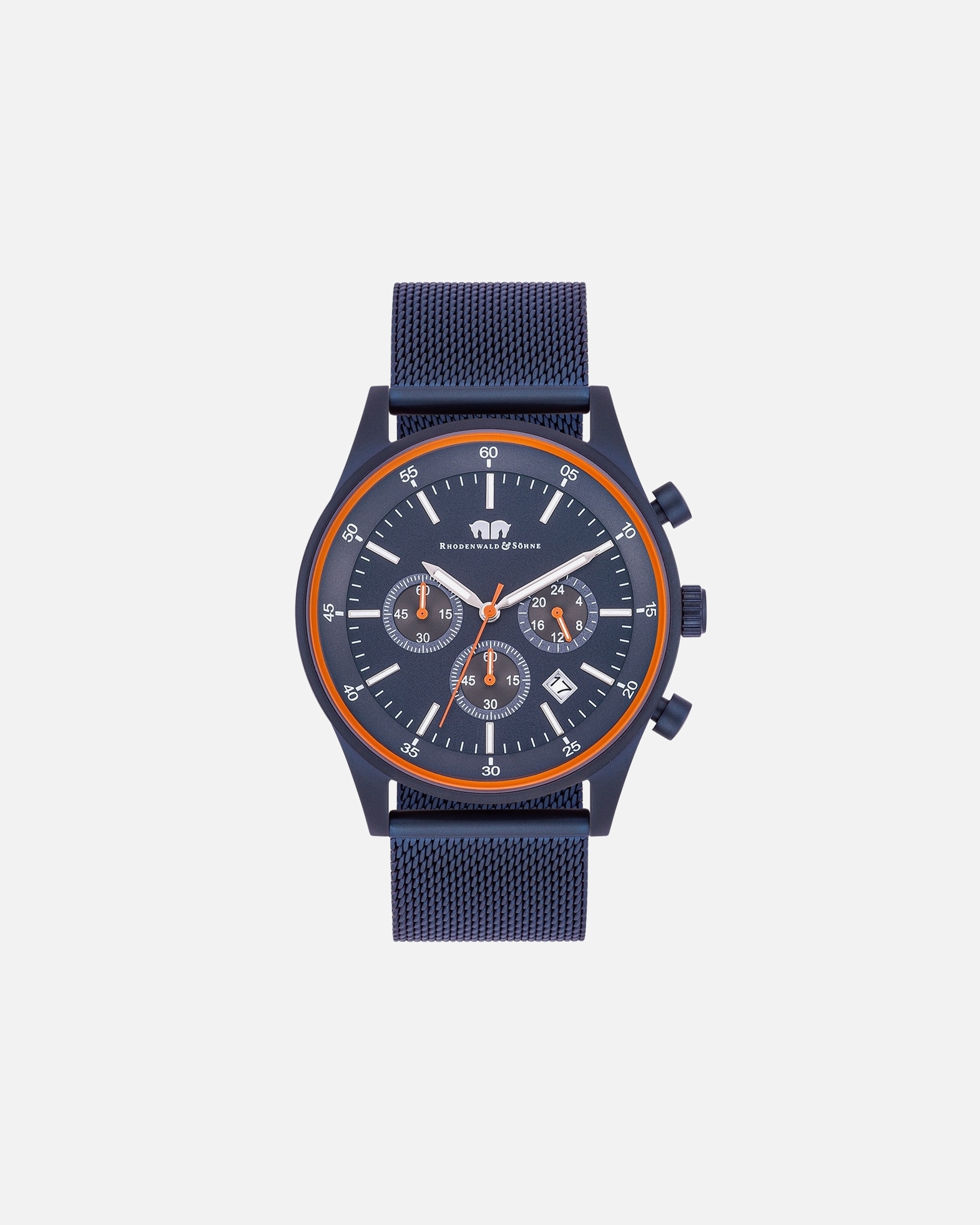 Uhr für Männlich Rhodenwald & Söhne Armband-Uhr Goodwill aus Edelstahl in blau 43,0 mm