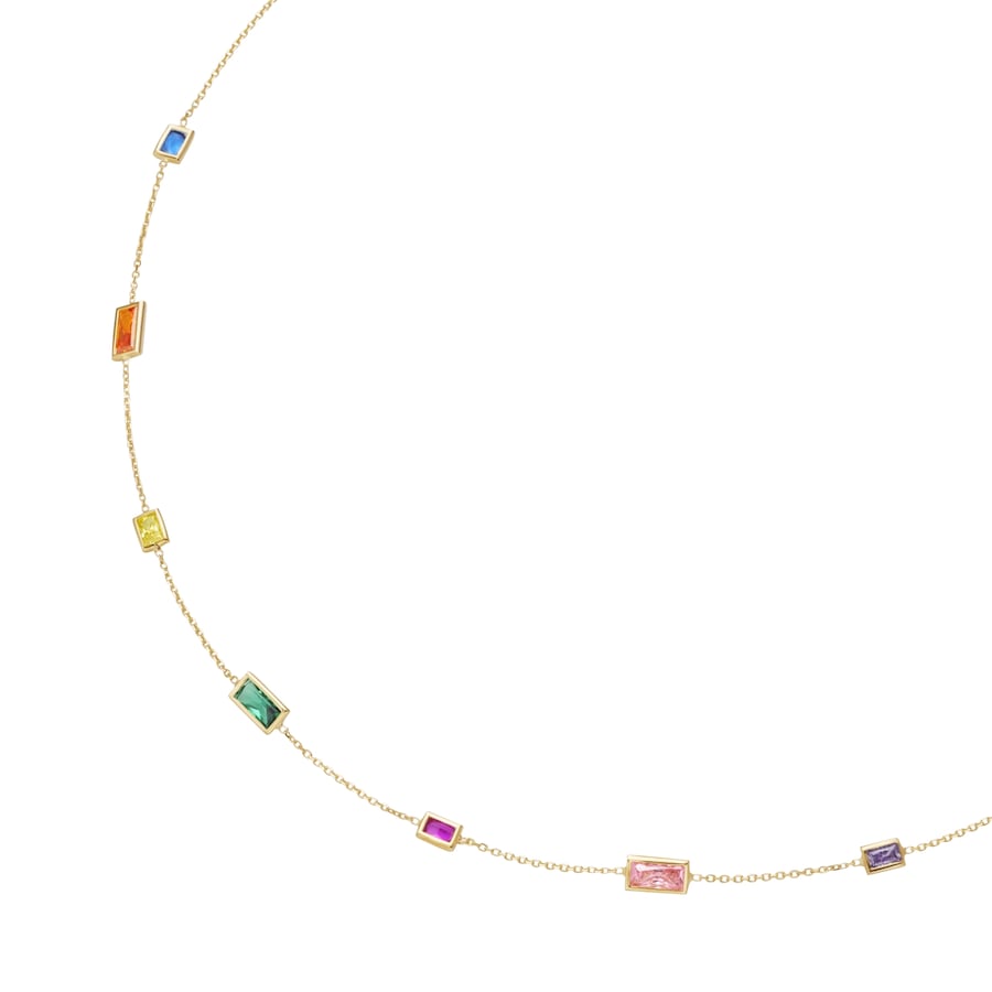 Luigi Merano Collier mit farbigen Steinen, Gold 375 45 cm Damen