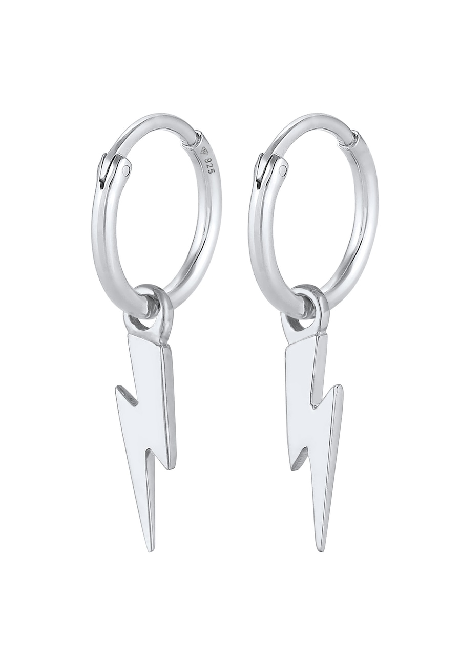 Elli PREMIUM Creolen Ohrhänger Blitz Symbol 925 Silber rhodiniert silberfarben