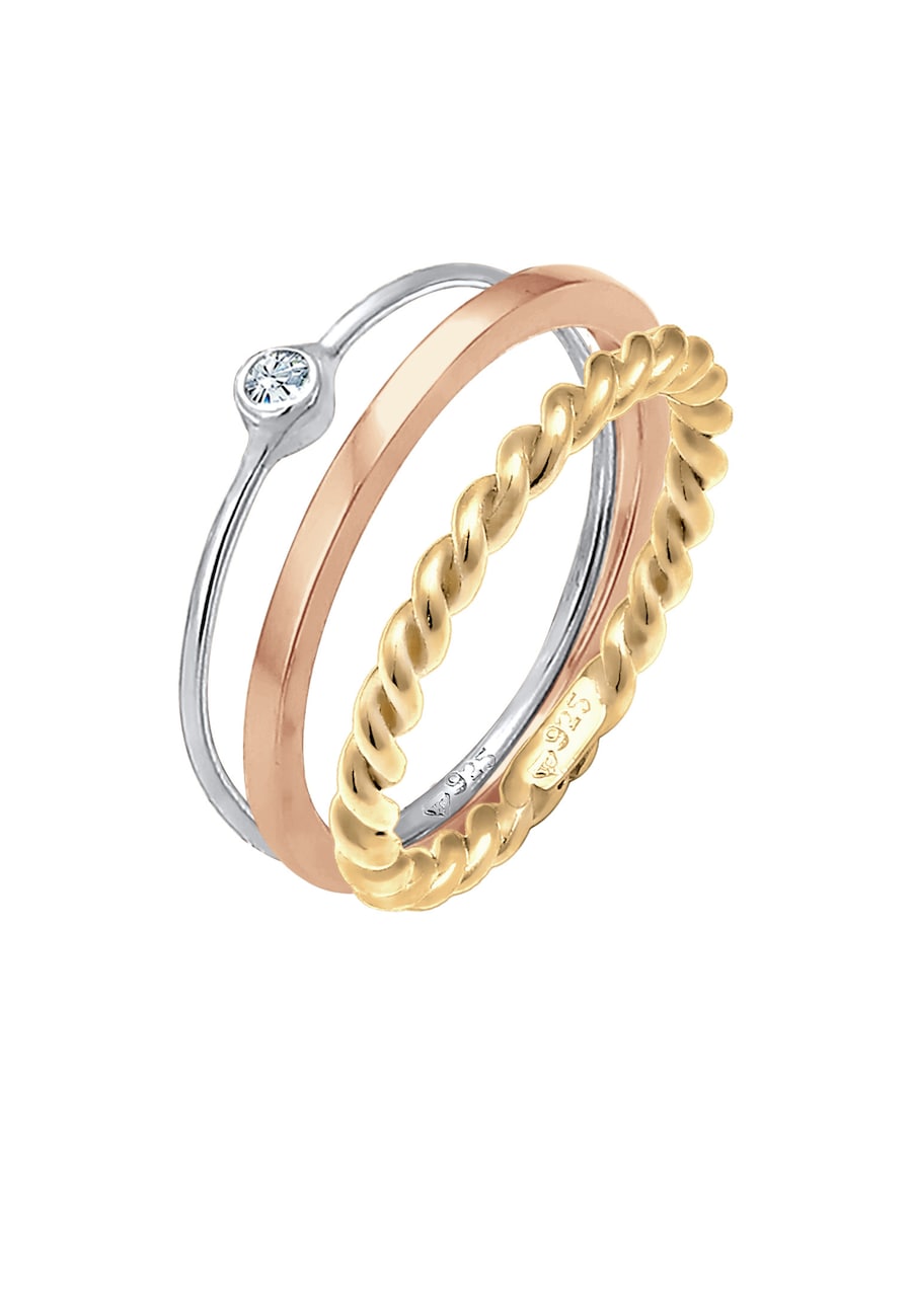 Elli Ringset Solitär 925 Silber, mit Kristallen von Swarovski 56 Damen