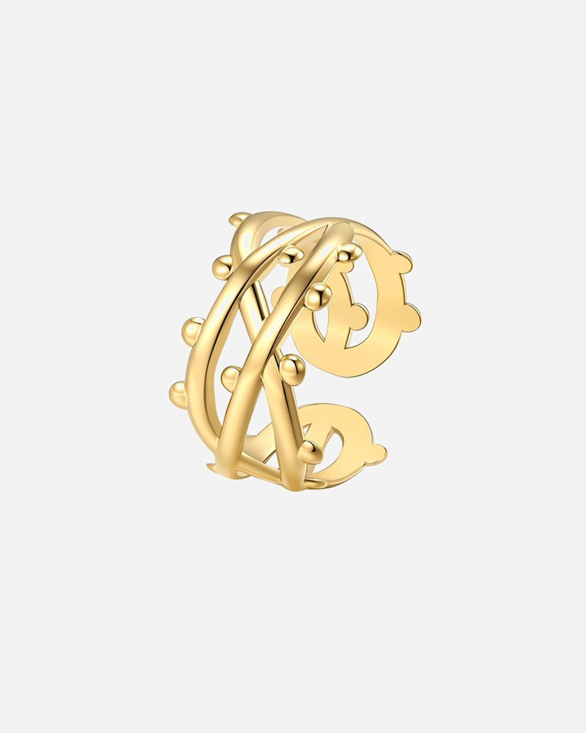 Ring für Weiblich Hey Happiness Default Brand Line Bubble Twist Open Ring – Edelstahl Ring – Statement Ring Gold