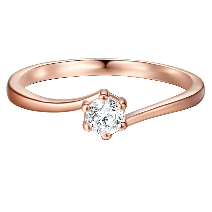 Trilani Ring aus Sterling Silber in roségold mit Zirkonia 49 Weiss Damen