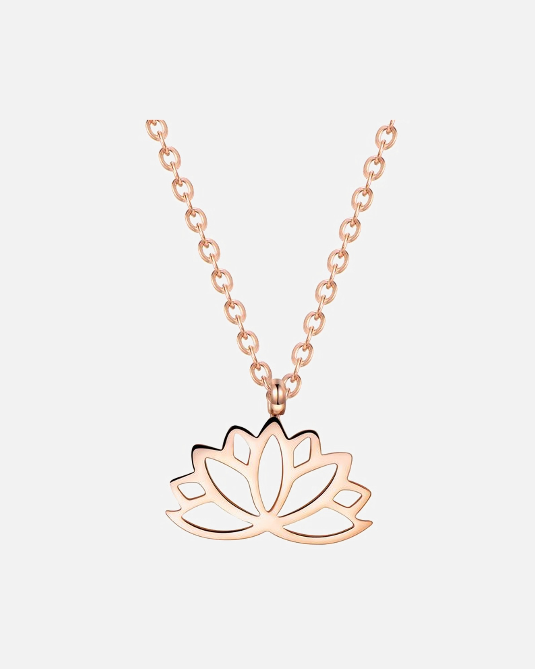 Halskette für Weiblich Hey Happiness Default Brand Line Lotus Anhänger Halskette – Edelstahl Schmuck – wasserfest Rosegold