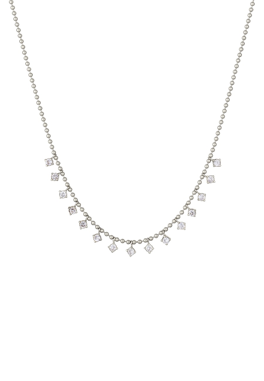 Elli PREMIUM Kugelkette mit Zirkonia Weiß 925 Sterling Silber silberfarben Damen