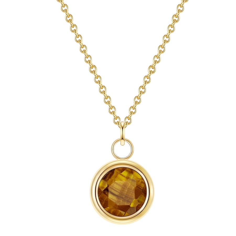 Glanzstücke München Halskette Sterling Silber Tigerauge in Gelbgold 40,0 cm Basiskette + 5,0 Verlängerung Damen