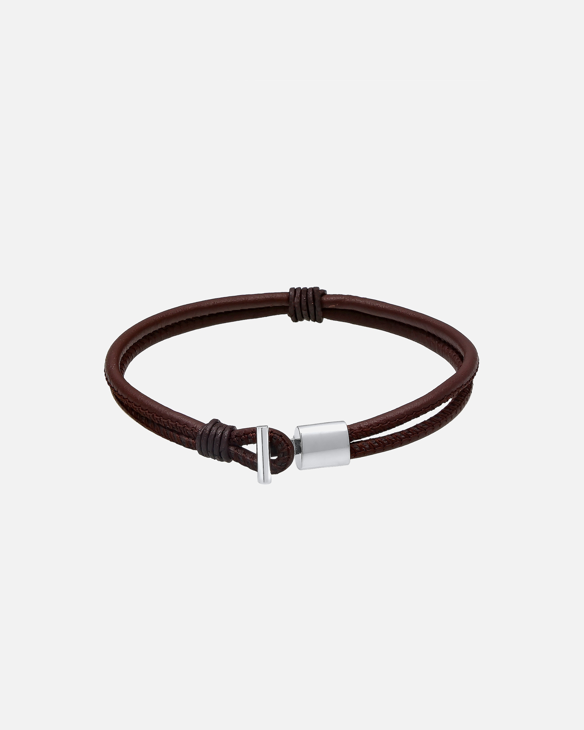 Armband für Männlich KUZZOI Herren Echtleder Knoten Haken Schwarz 925er Silber 19