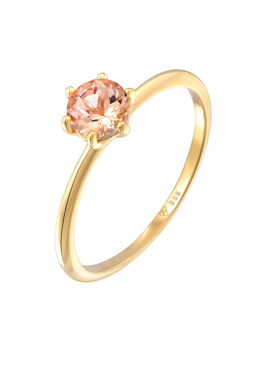 Elli PREMIUM Morganit Solitär Verlobungsring 585 Gelbgold 58 Damen