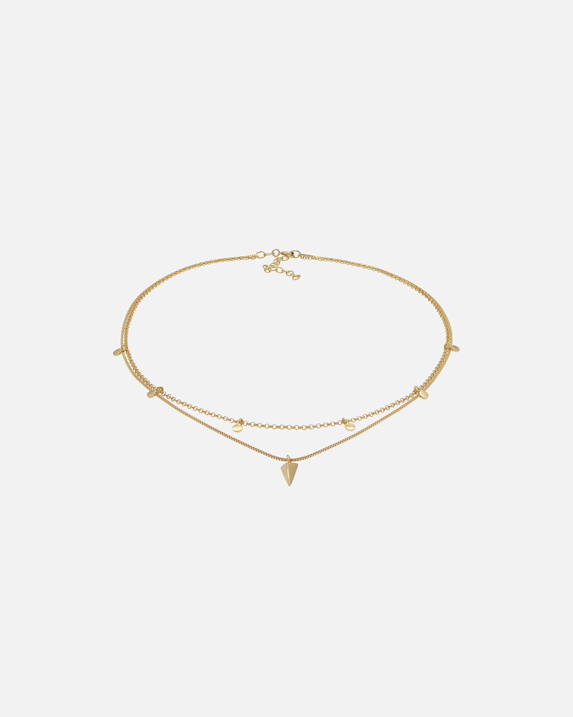 Halskette für Weiblich Elli Choker Layer Disc Dreieck Geo Design 925 Silber goldfarben