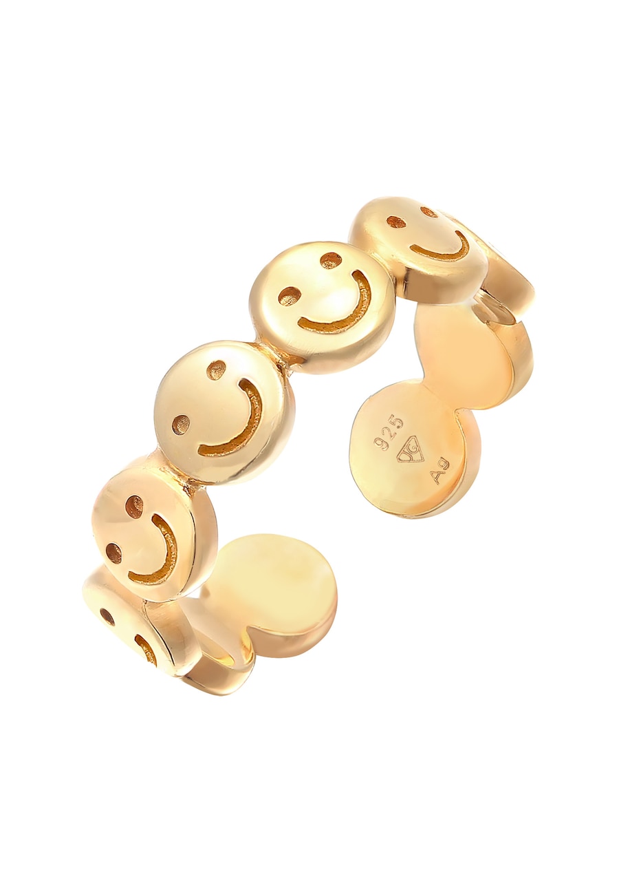 Elli Band mit Smiling Face Offen 925 Silber goldfarben Damen