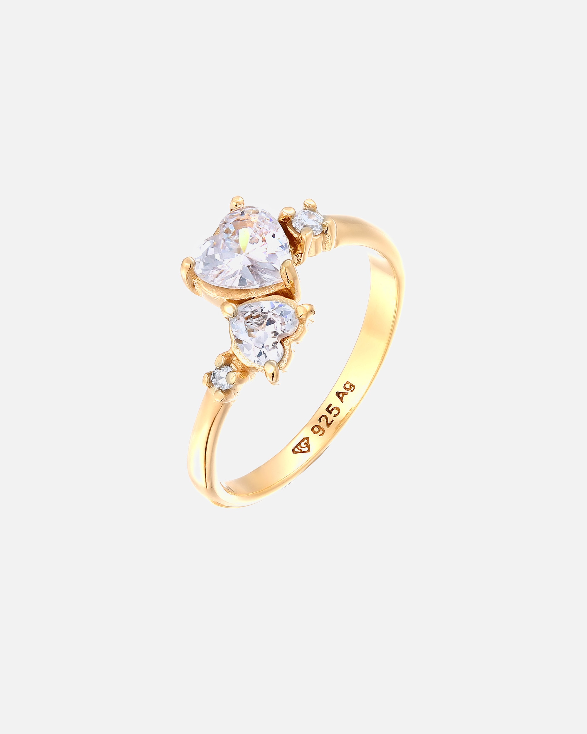 Ring für Weiblich Elli Herz Zirkonia Weiß Verlobung 925 Sterling Silber 54