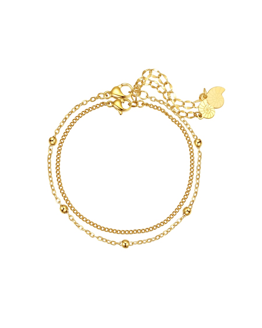 Hey Happiness Layer Armband-Set Duo Kugel aus Edelstahl Gold Damen