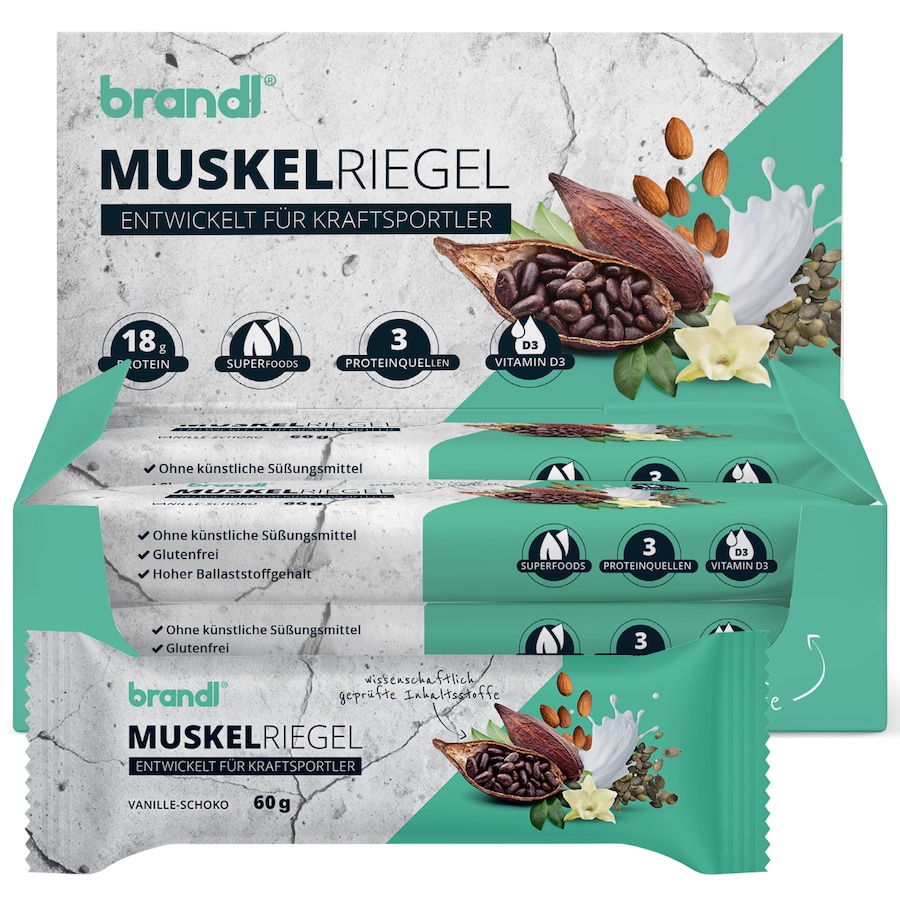 Brandl Nutrition Eiweiß-Riegel mit 18 g Eiweiß aus 3 Quellen 48 Riegel 2880