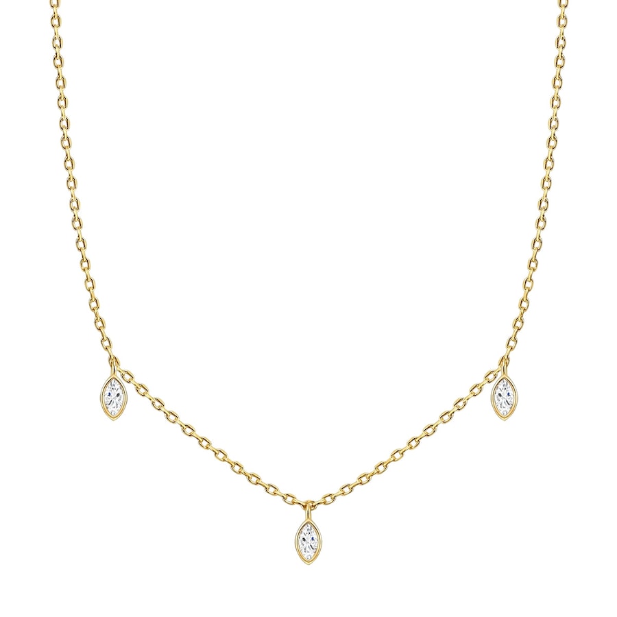 Glanzstücke München Halskette Sterling Silber Zirkonia in Gelbgold 35,0 cm Basiskette + 5,0 Verlängerung Damen
