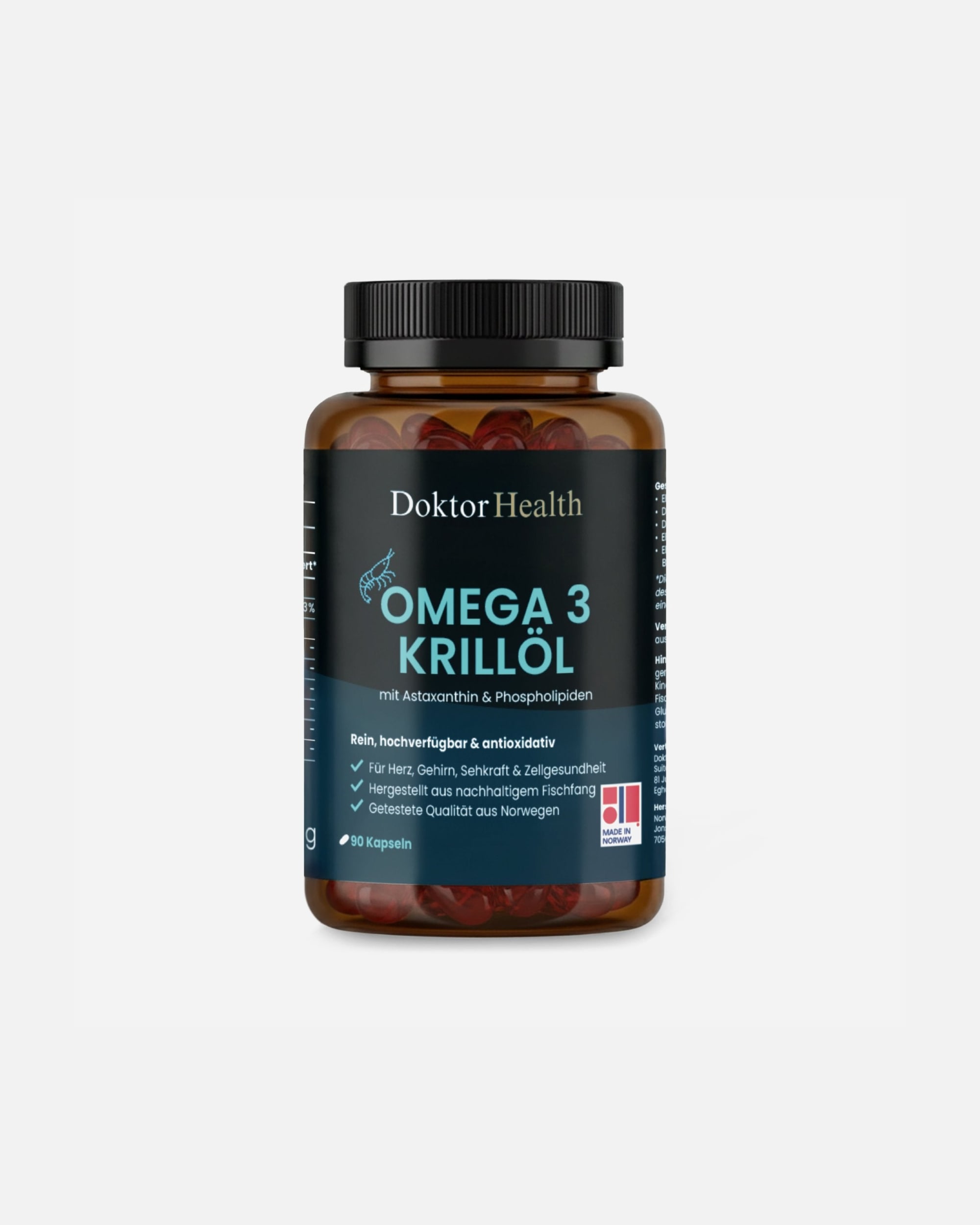 Nahrungsergänzungsmittel für Unisex Doktor Health Default Brand Line Omega 3 Krillöl - mit Phospholipiden & Astaxanthin 90 Kapseln