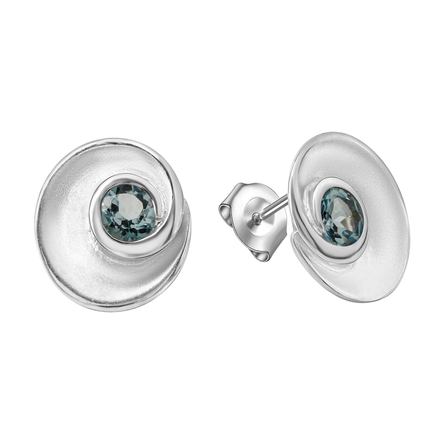 Celesta Ohrring 925 Silber mattiert 925/- Sterling Blautopas beh. blau Silbergrau Weiss Damen