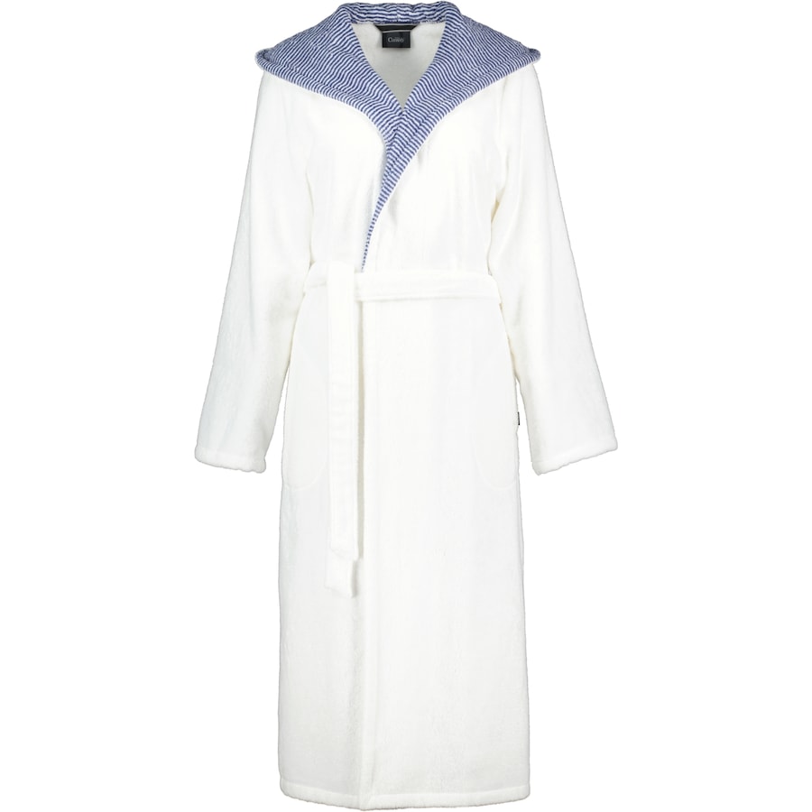 Cawö Bademäntel Damen Kapuze Classic 4345 weiß-blau - 601 S