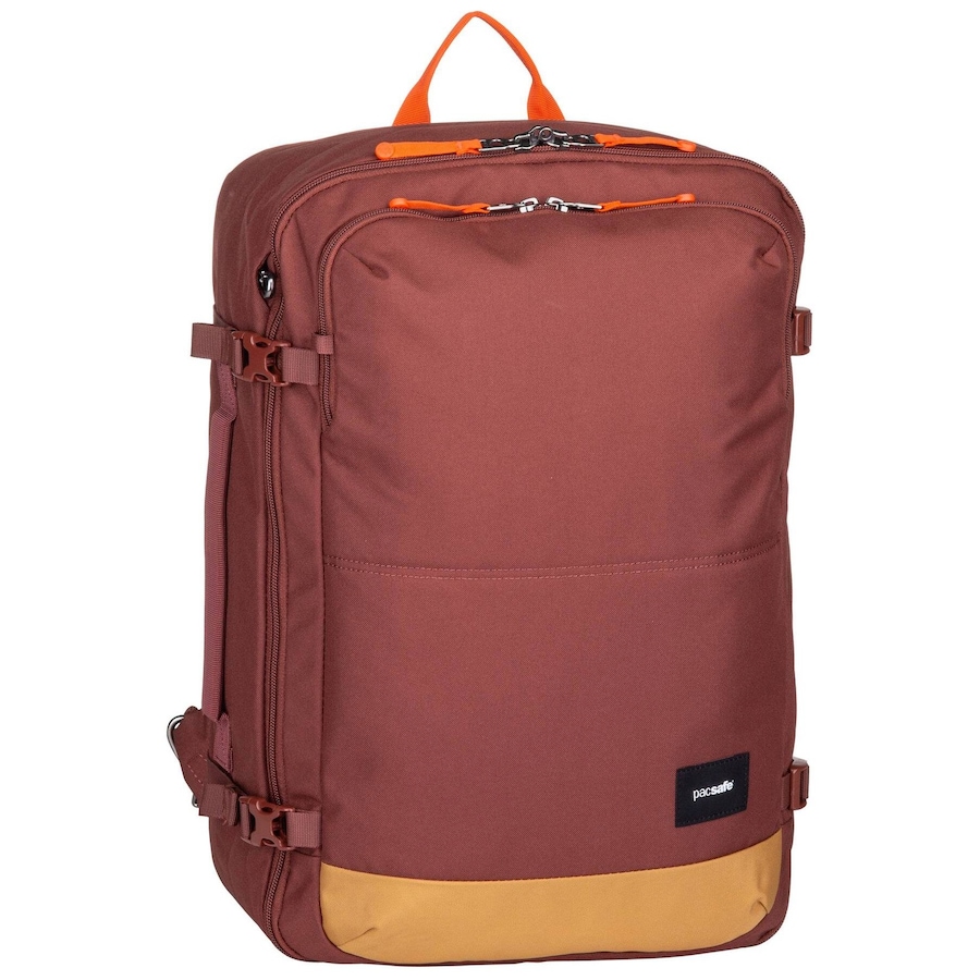 Pacsafe Rucksack GO 34L Carry-On Garnet Red Braun