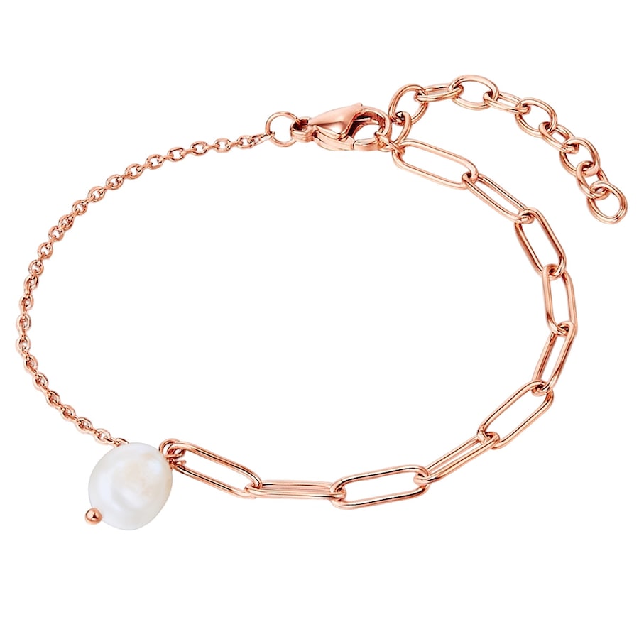 Valero Pearls Armband Edelstahl Süßwasser-Zuchtperle in Gelbgold 17,0 cm Basislänge + 4,0 Verlängerung Damen