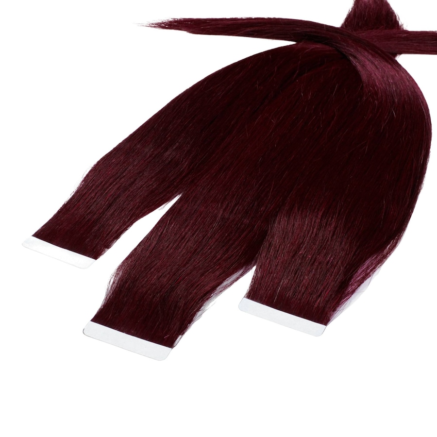 hair2heart Tape Extensions Echthaar #55/66 Hellbraun Intensiv Violett-Intensiv 50cm Schwarz Damen
