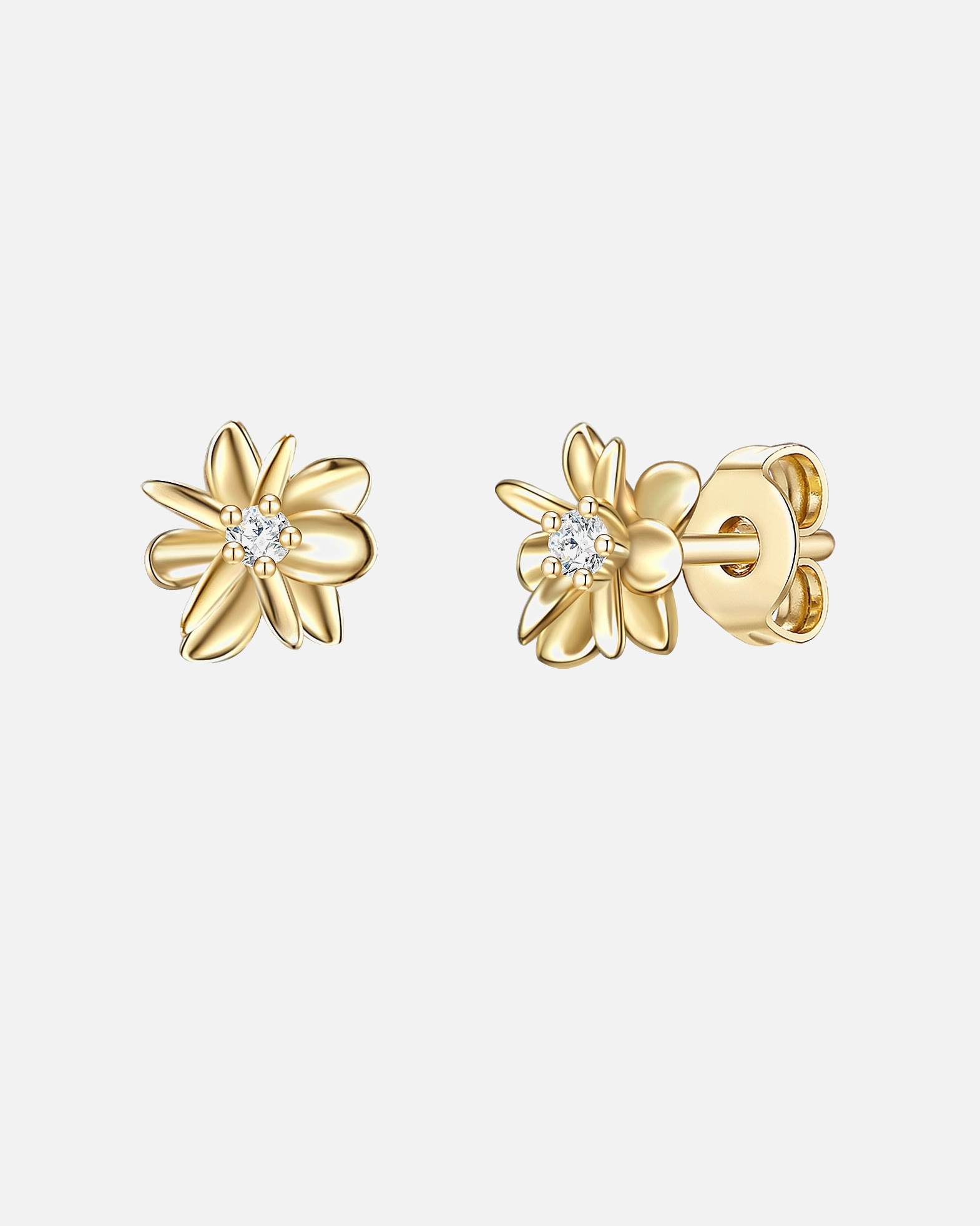 Ohrringe für Weiblich Glanzstücke München Ohrstecker Blüte Sterling Silber Zirkonia in Gelbgold 7,3 mm