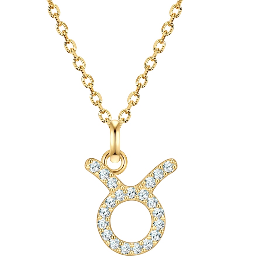 Glanzstücke München Halskette Sternzeichen Stier aus Sterling Silber in gelbgold mit Zirkonia 40,0 cm Basiskette + 5,0 Verlängerung Damen
