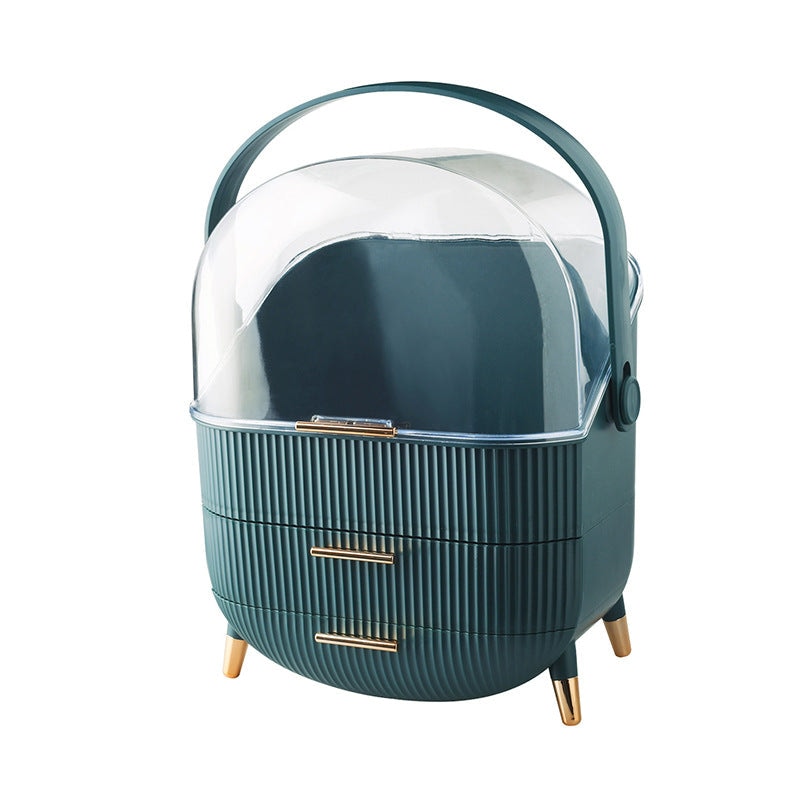 UNIQ Retro Makeup Box Organizer Dunkelgrün