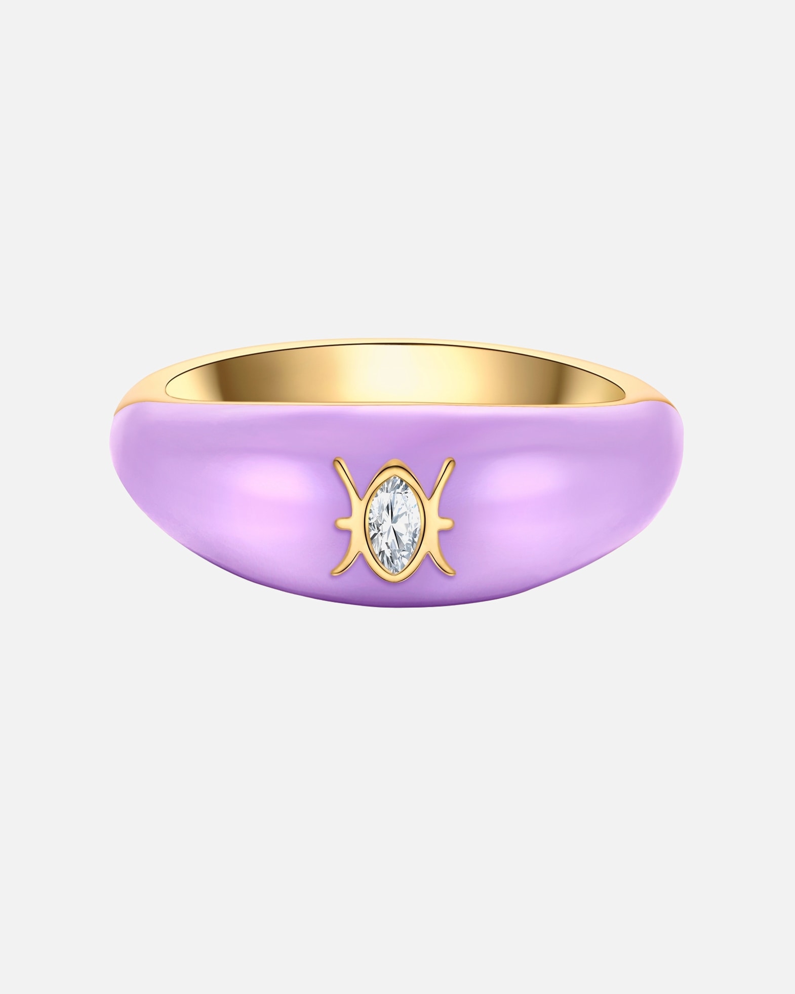 Ring für Weiblich Glanzstücke München Ring Sternzeichen Fische aus Sterling Silber in Gelbgold mit Zirkonia 48
