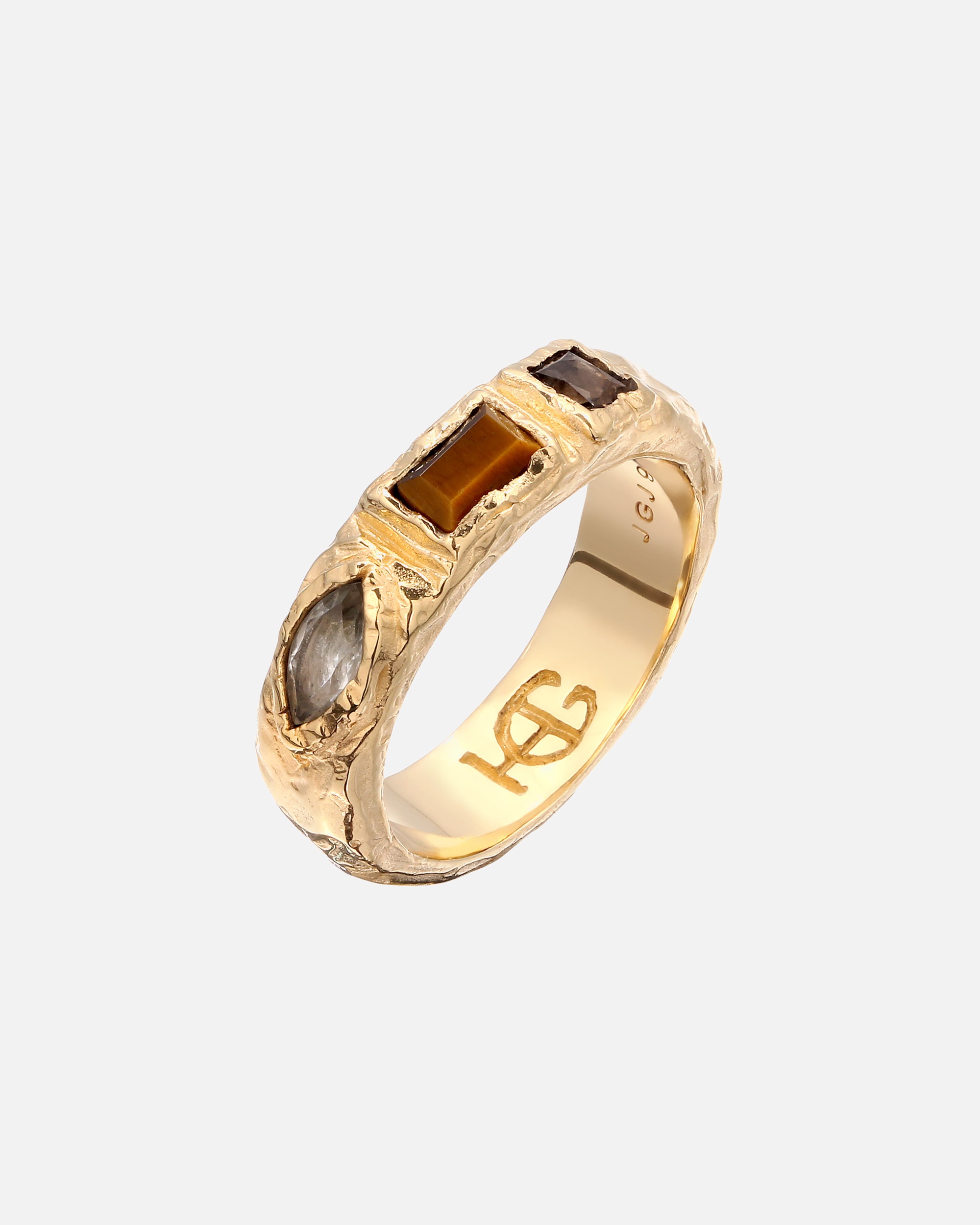 Ring für Unisex Haze & Glory Default Brand Line Ring Unisex Quarz Braun 925 Sterling Silber 62