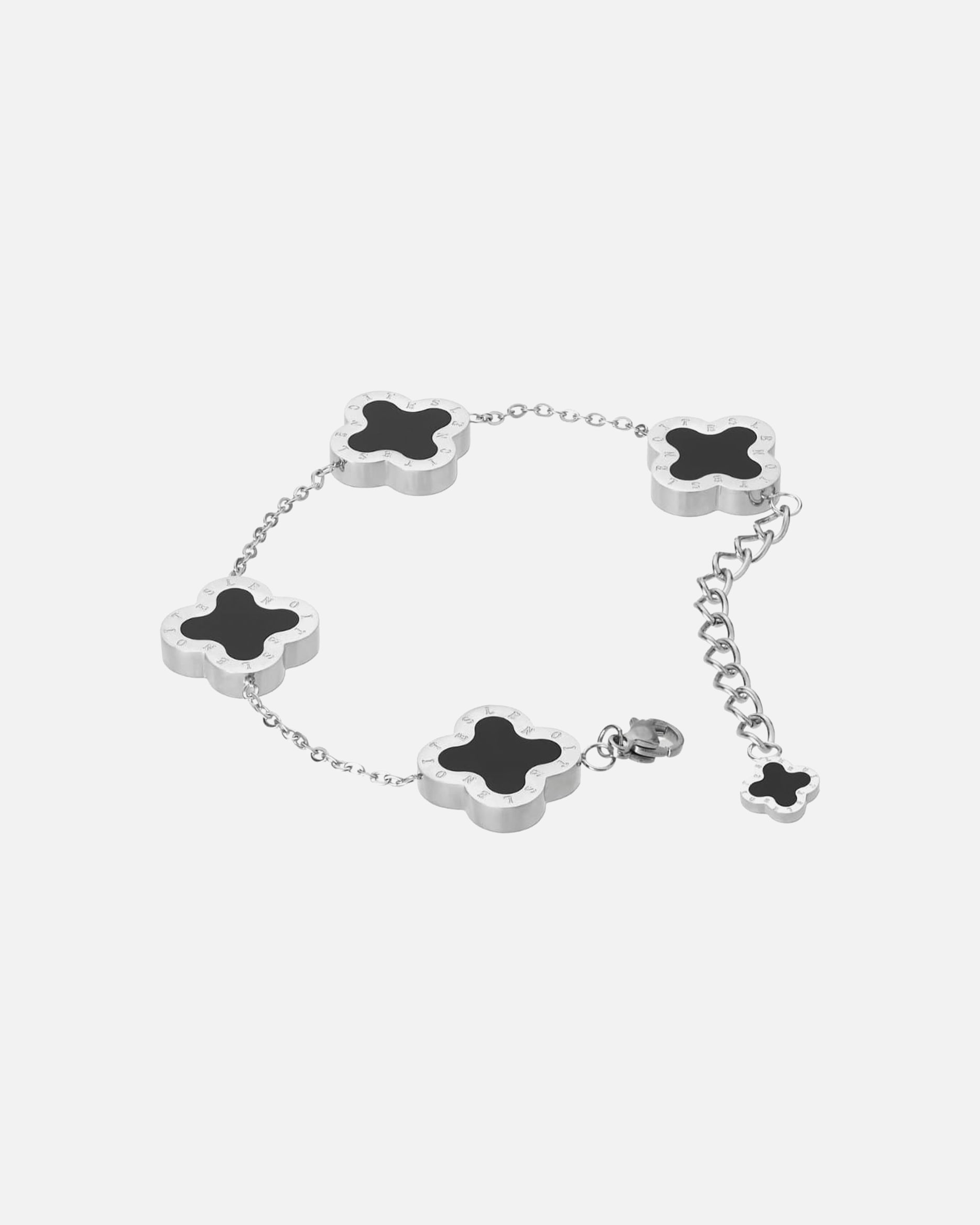 Armband für Weiblich Lenoites Armband 'Four-leaf Clover' silver-black
