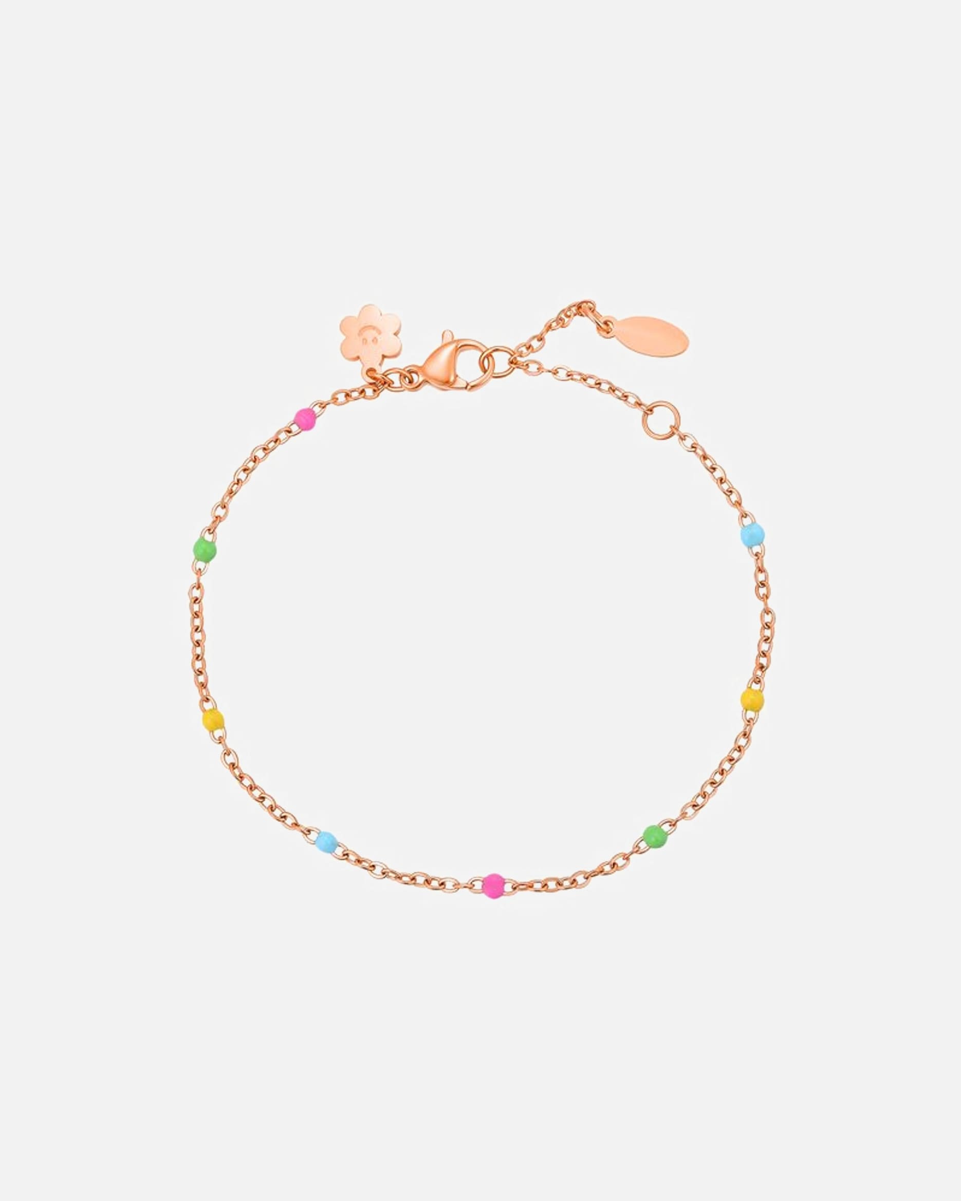 Armband für Weiblich Hey Happiness Default Brand Line Bunte Perlenarmband – Edelstahl Armband – wasserfest Rosegold