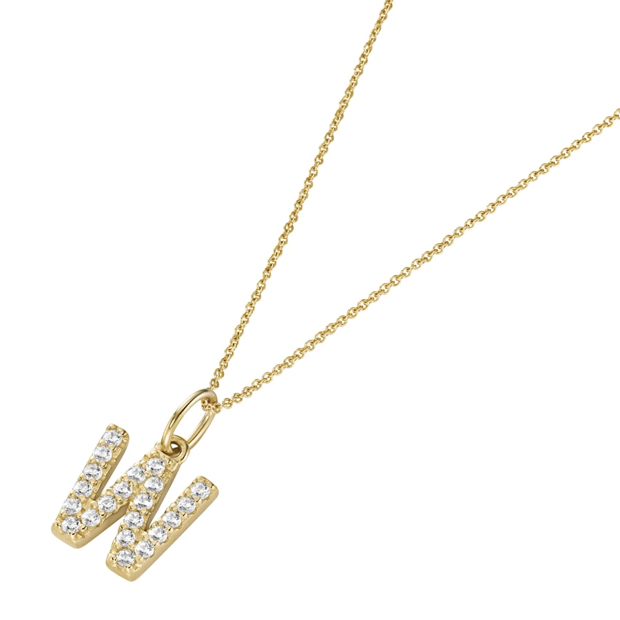 Luigi Merano Kette Anhänger Buchstabe W mit Zirkonia, Gold 375 45 cm Damen