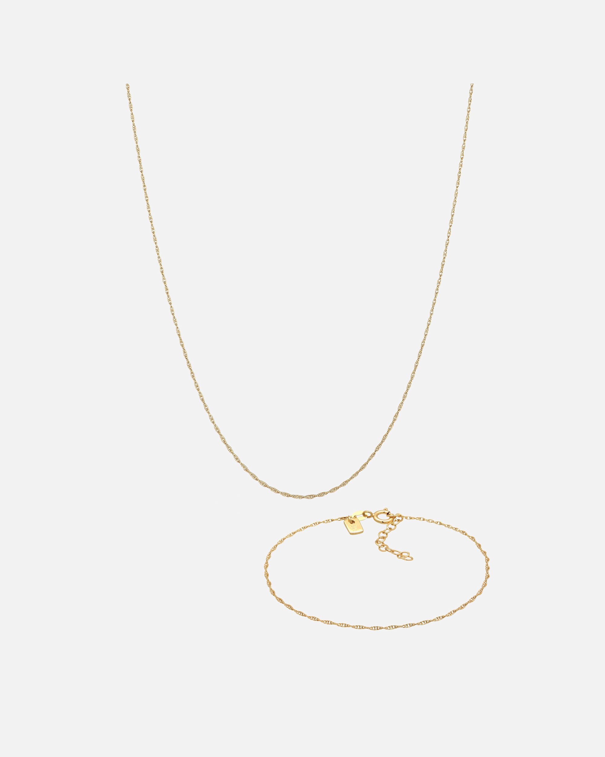 Schmuckset für Männlich KUZZOI Basic Gliederkette Gedreht 925 Silber golfarben