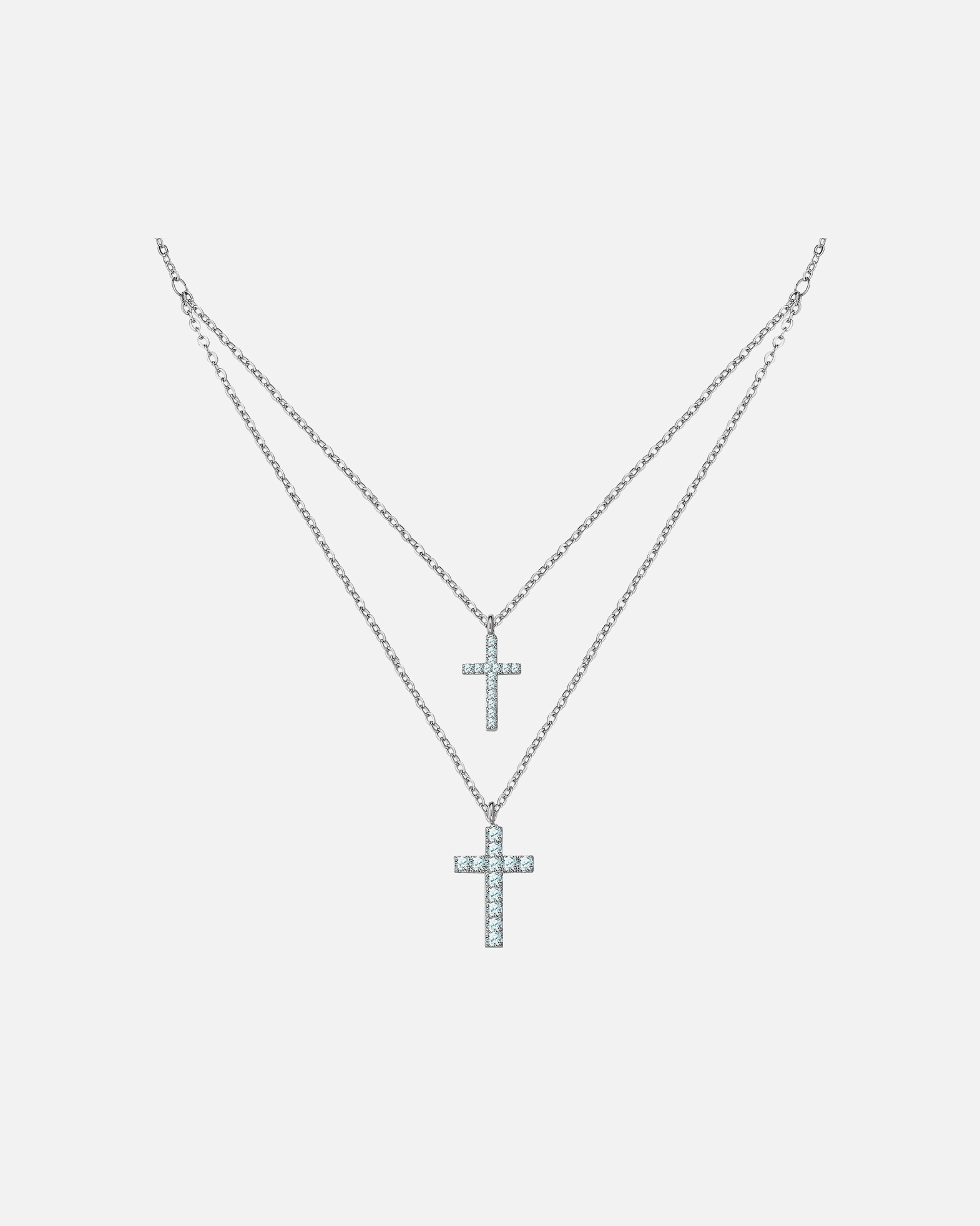 Halskette für Weiblich Yokoamii Halskette Kreuz aus Messing in silber mit Zirkonia 38,0/42,0 cm Basiskette + 5,0 cm Verläng