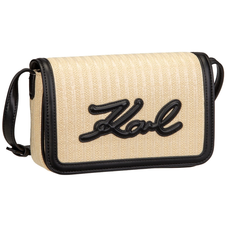 Karl Lagerfeld Umhängetasche K/Signature Raffia Crossbody Natural/Black Schwarz Damen