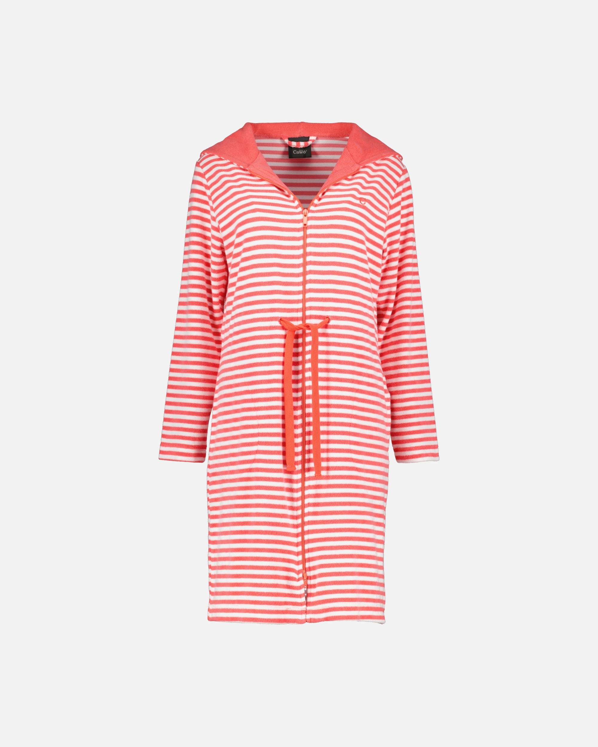 Bademantel für Weiblich Cawö Cawö Bademäntel Damen Kurzmantel mit Kapuze Campus 834 watermelon - 26 XL