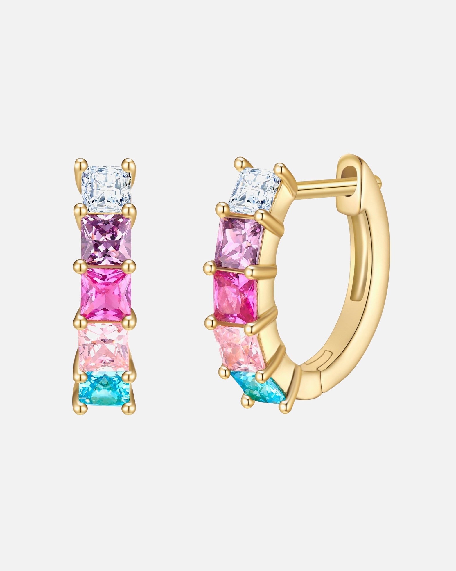 Creolen für Weiblich Yokoamii Creolen aus Messing in gelbgold mit Zirkonia 15,4 mm