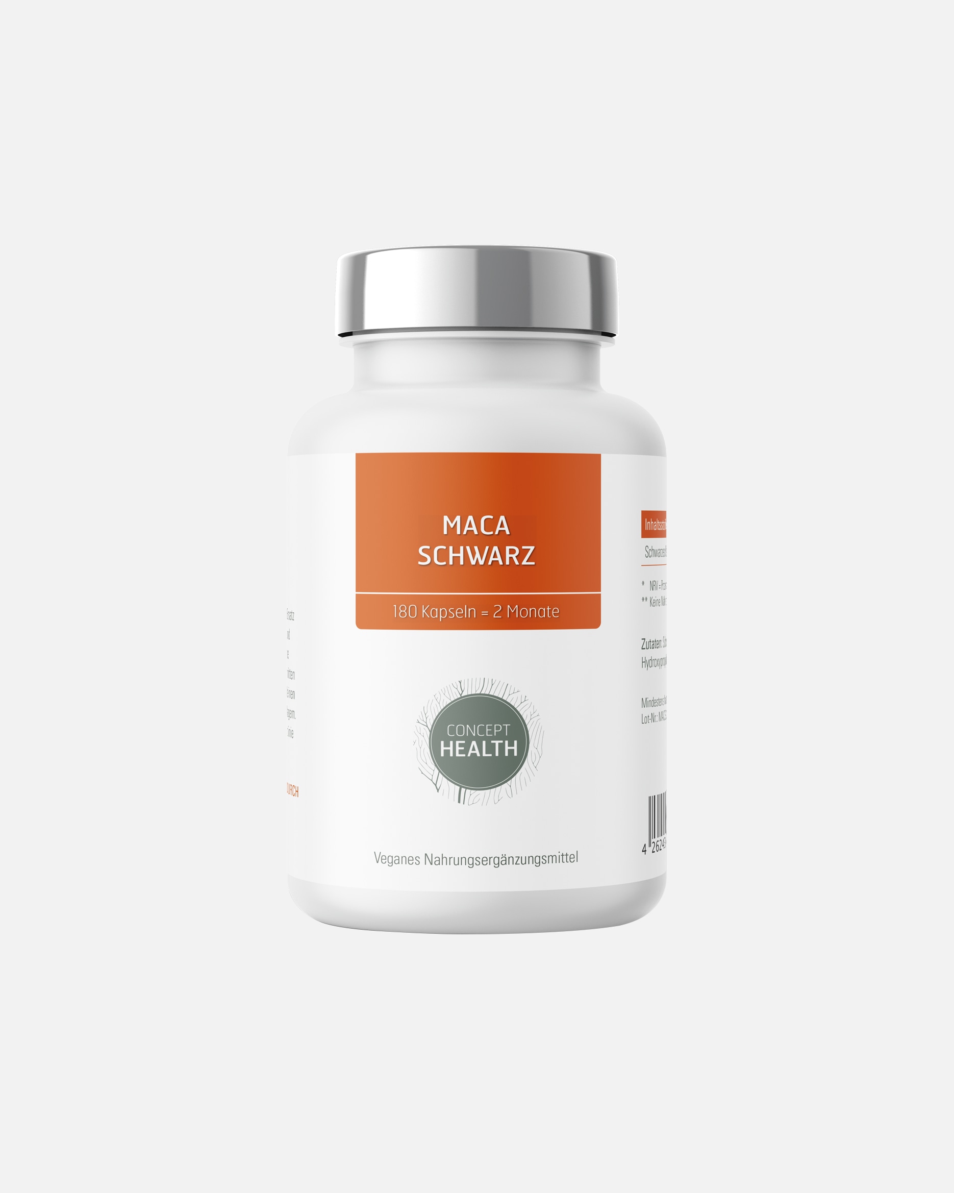 Nahrungsergänzung Energie & Fokus für Unisex CONCEPT HEALTH Default Brand Line MACA SCHWARZ – pflanzlicher Extrakt aus schwarzer Maca 60 Kapseln