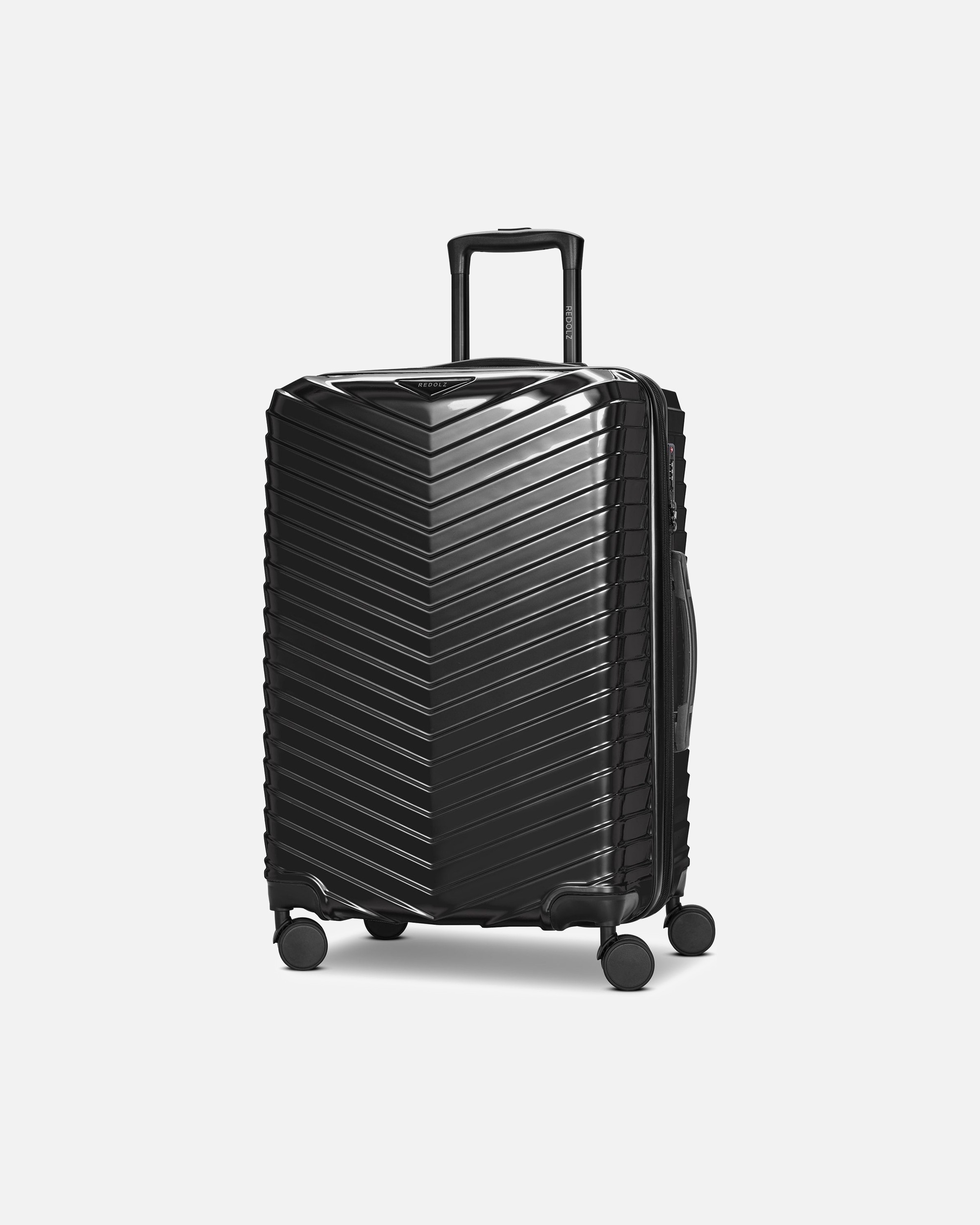 Koffer für Männlich Redolz Essentials 18 4 Rollen Trolley 66 cm mit Dehnfalte metallic-black shiny