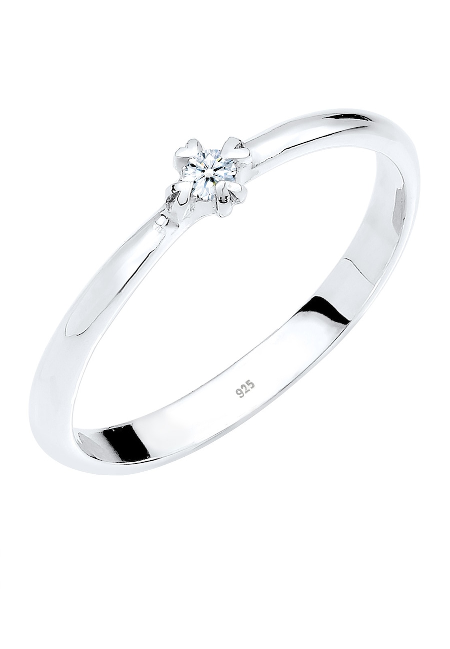 Elli DIAMONDS Solitär Herz Verlobung Diamant 0.03 ct. 925 Silber 52 Damen