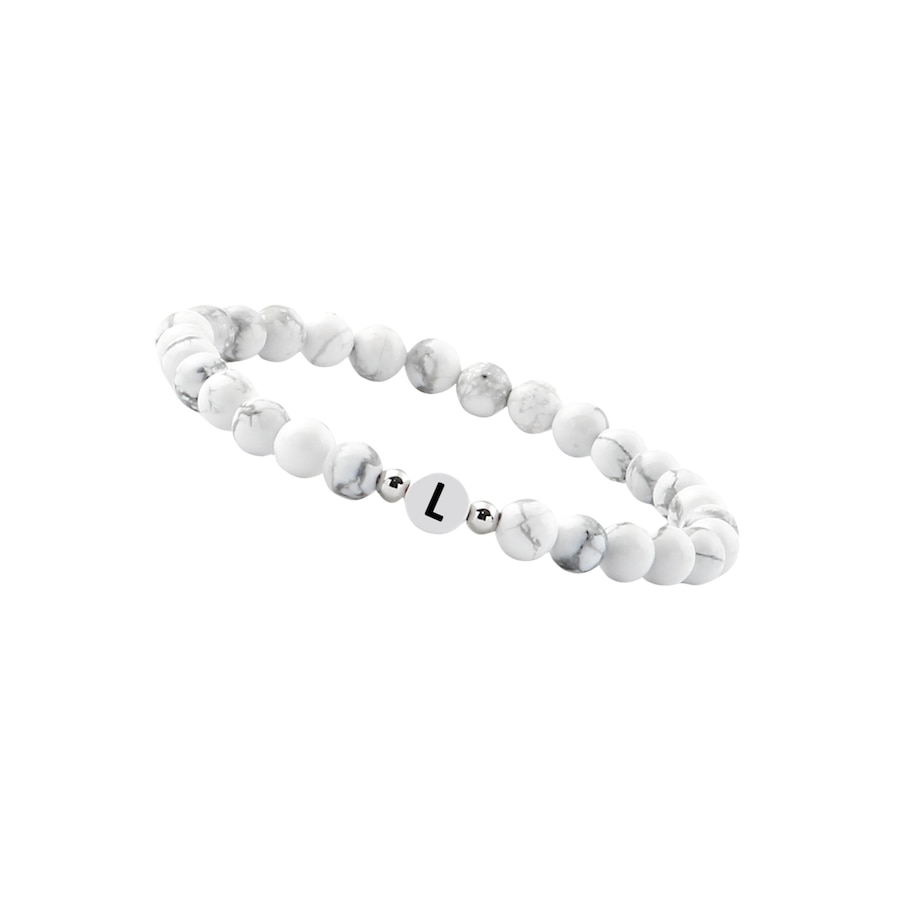 GOOD.designs Perlenarmband aus Howlith-Steinen mit dem Buchstaben L Onesize Damen