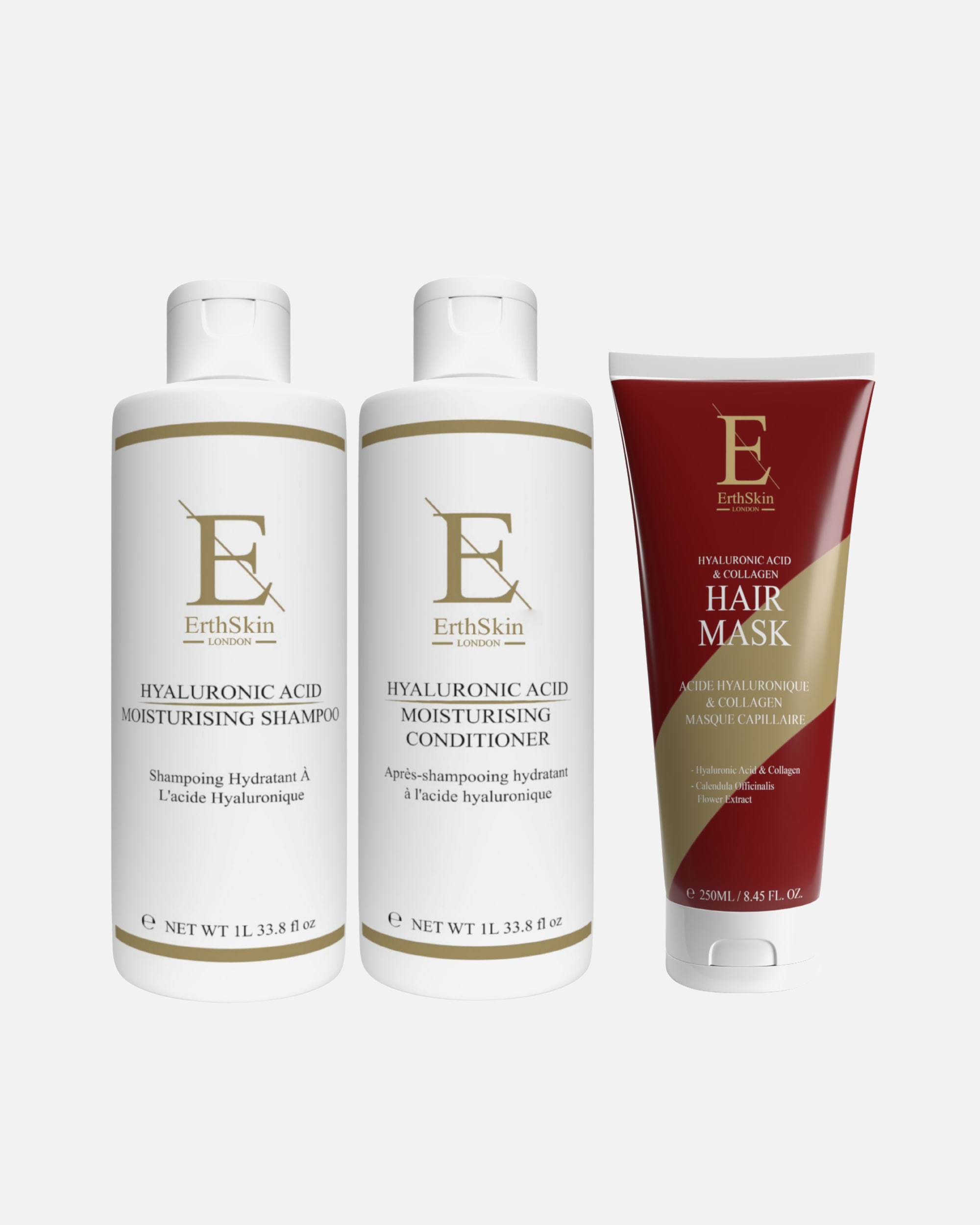 Haarpflegeset für Unisex ErthSkin London Haarpflegeset mit Hyaluronsäure: Shampoo, Spülung, Maske 1 Stück
